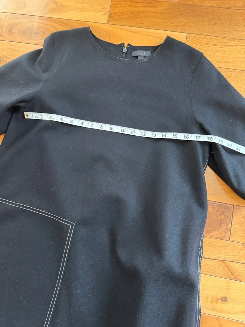 COS Black Mini Shift Dress with Contrast Stitching - Picture 6 of 8